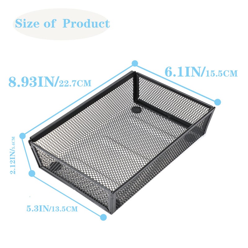 YFEEN Mesh Tray Kitchen Drawer Utensil Cutlery Tray Office Supplies with Inter-locking Arm Drawer Dividers Organizer for Silverware, Flatware, Home,Office, School,Bedroom(9ï¼‚X6ï¼‚4pack) Black - Image 2