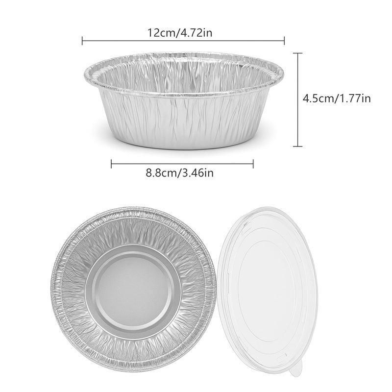 AIDUZETY [50 Pack] 5" Disposable Foil Baking Pans with Lids â€“ Round Aluminum Food Containers for Oven Use, Takeout, Storage, and Meal Prep - Image 2