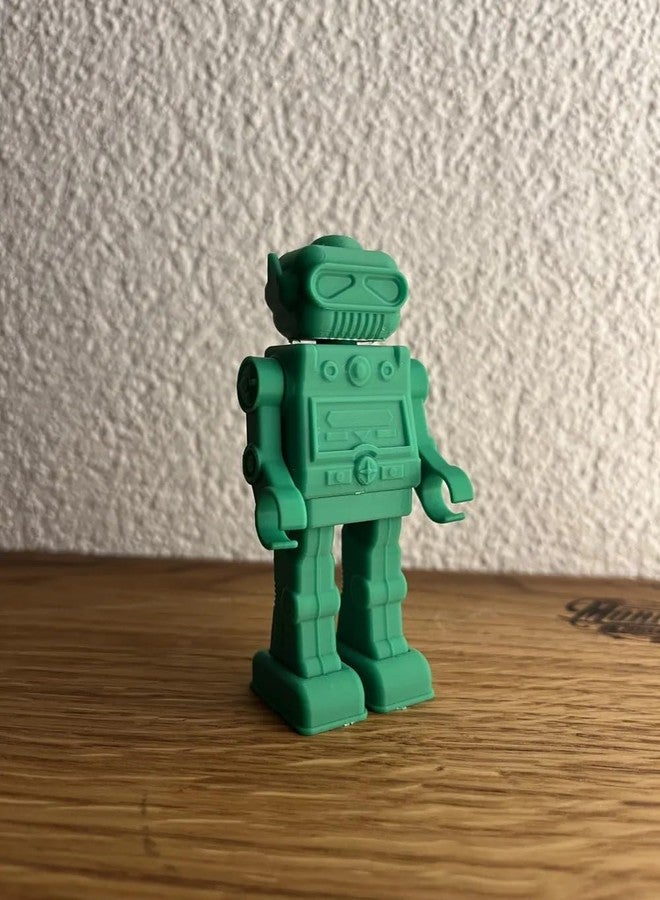 3D Craft Retro Robot Eraser, Mint Multicolor, Classic Design, Desktop Accessory - Image 5