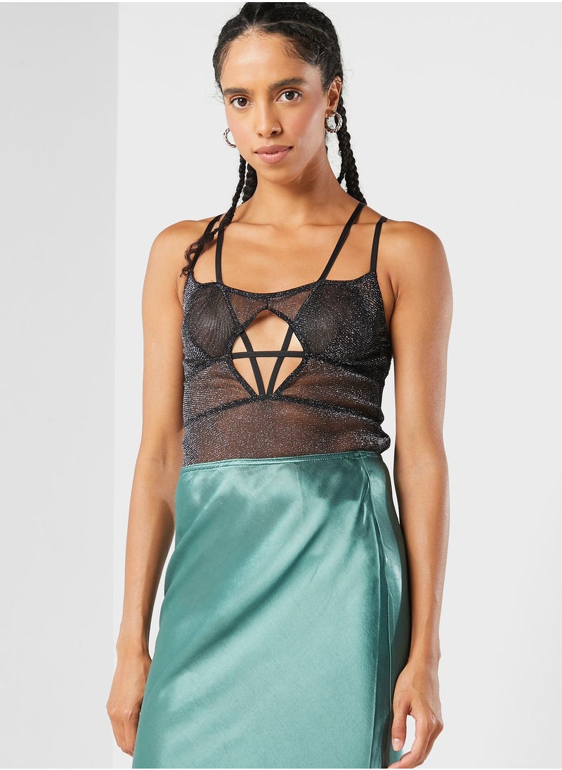 TOPSHOP - Strappy Mesh Detail Bodysuit - Image 1