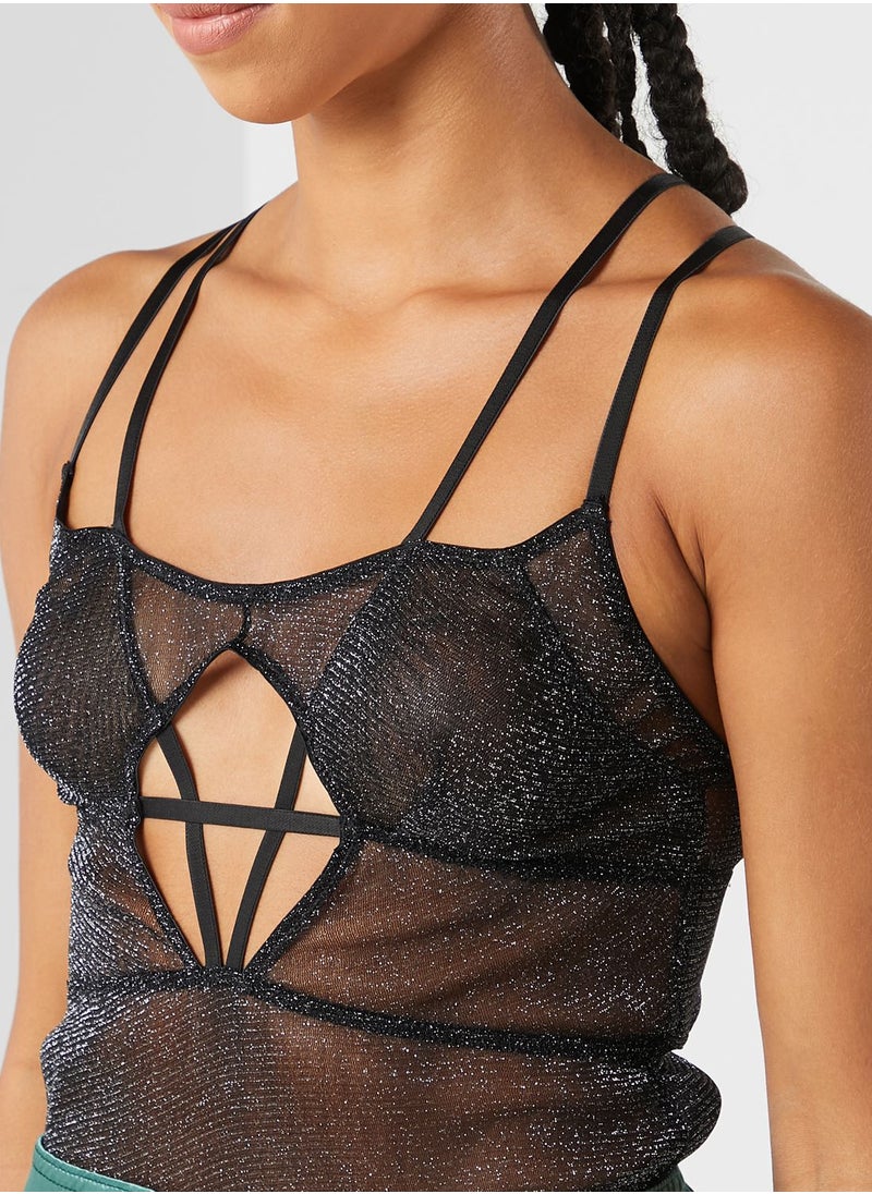 TOPSHOP - Strappy Mesh Detail Bodysuit - Image 1