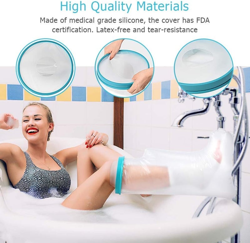 كلاراكو أغطية جبس كلاركو لأرجل الاستحمام والقدم للبالغين، غطاء جبس مقاوم للماء يحافظ على ضمادة الجرح جافة، حقيبة جبس مقاومة للماء للساق المكسورة والركبة والكاحل وحذاء تقويم العظام 24 بوصة - Image 3