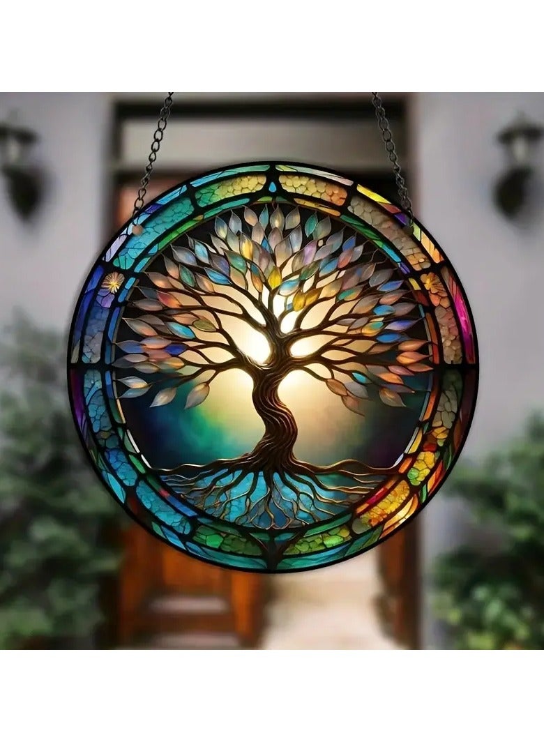 Goolsky 3D Tree of Life Sun Catcher - Colorful Leaf Design, Perfect for Windows & Walls, Ideal Gift for Mom, Grandma, Teacher, Friend - Vintage Acrylic Home Decor - Image 1