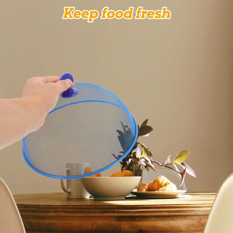 GALPADA 2pcs Iron Mesh Food Covers 24cm Green Blue Food Protector Tents for Outdoor Picnics and Bbqs Metal Mesh Dome for Table Serving and Protection - Image 5