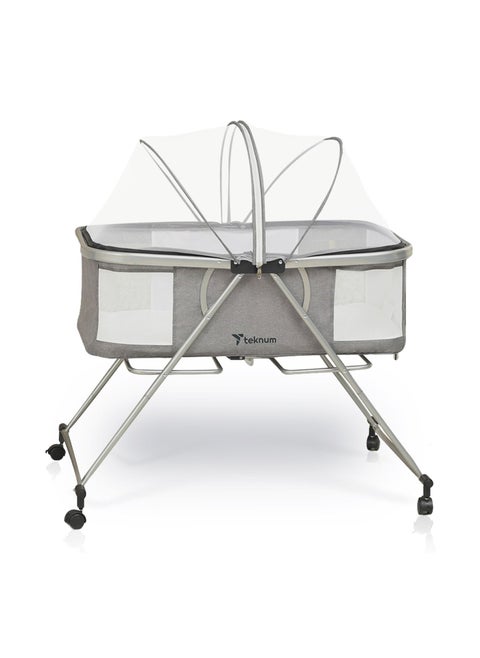 3 IN 1 Baby Cot/Cradle With Mosquito Net & Wheels Dark Grey
