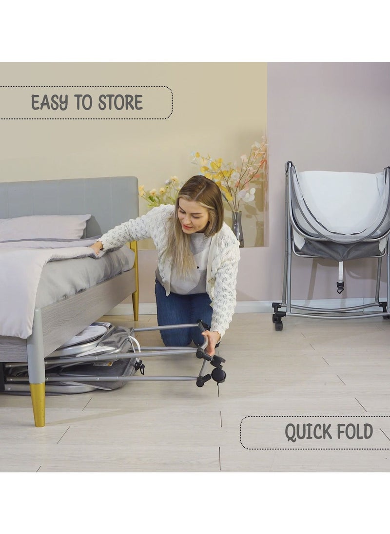 3 IN 1 Baby Cot/Cradle With Mosquito Net & Wheels Dark Grey
