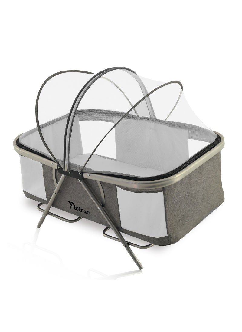 3 IN 1 Baby Cot/Cradle With Mosquito Net & Wheels Dark Grey