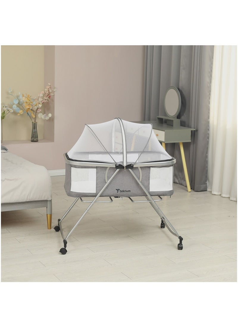 3 IN 1 Baby Cot/Cradle With Mosquito Net & Wheels Dark Grey