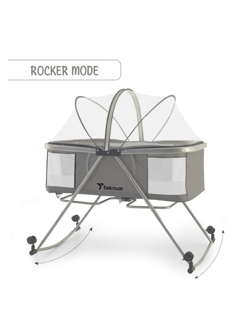 3 IN 1 Baby Cot/Cradle With Mosquito Net & Wheels Dark Grey