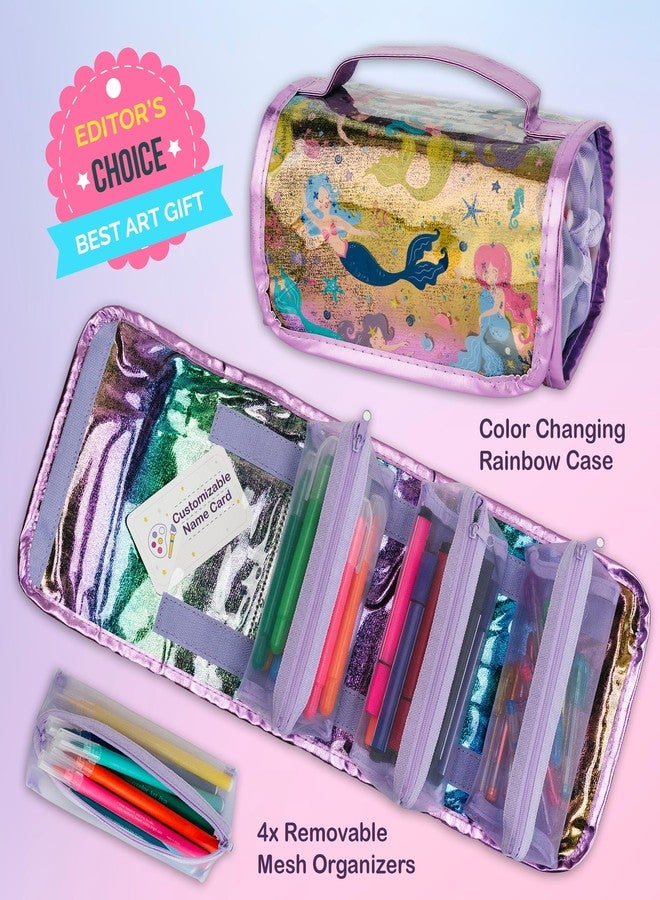 PapaKit Creative Art Coloring Set (Mermaid), Includes Travel Bag, Assorted Washable Marker Set, Glitter Pens & Coloring Pages, Art Supplies Great Gift for Kids - Image 2