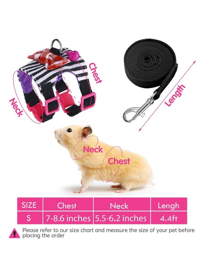 ساتينور طقم من قطعتين من حزام ومقود الهامستر للمشي، ملابس خنزير غينيا صغير مع جرس بفيونكة، سترة مبطنة مريحة لا تسبب الشد، مخططة لخنزير غينيا والهامستر والنمس، حيوانات صغيرة (أزرق، أسود، صغير) - Image 2