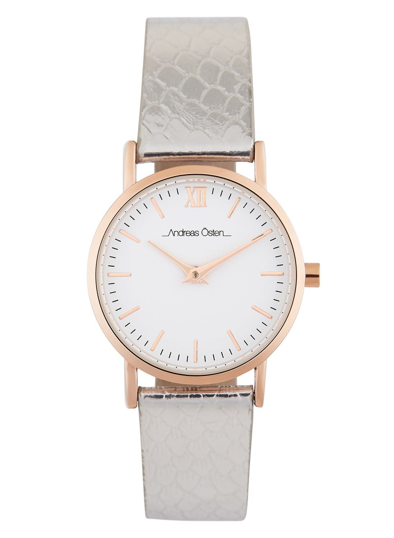 Andreas Osten Andreas Osten Ladies Analog Watch with Metallic Silver Leather Band, AO-230  - Image 1