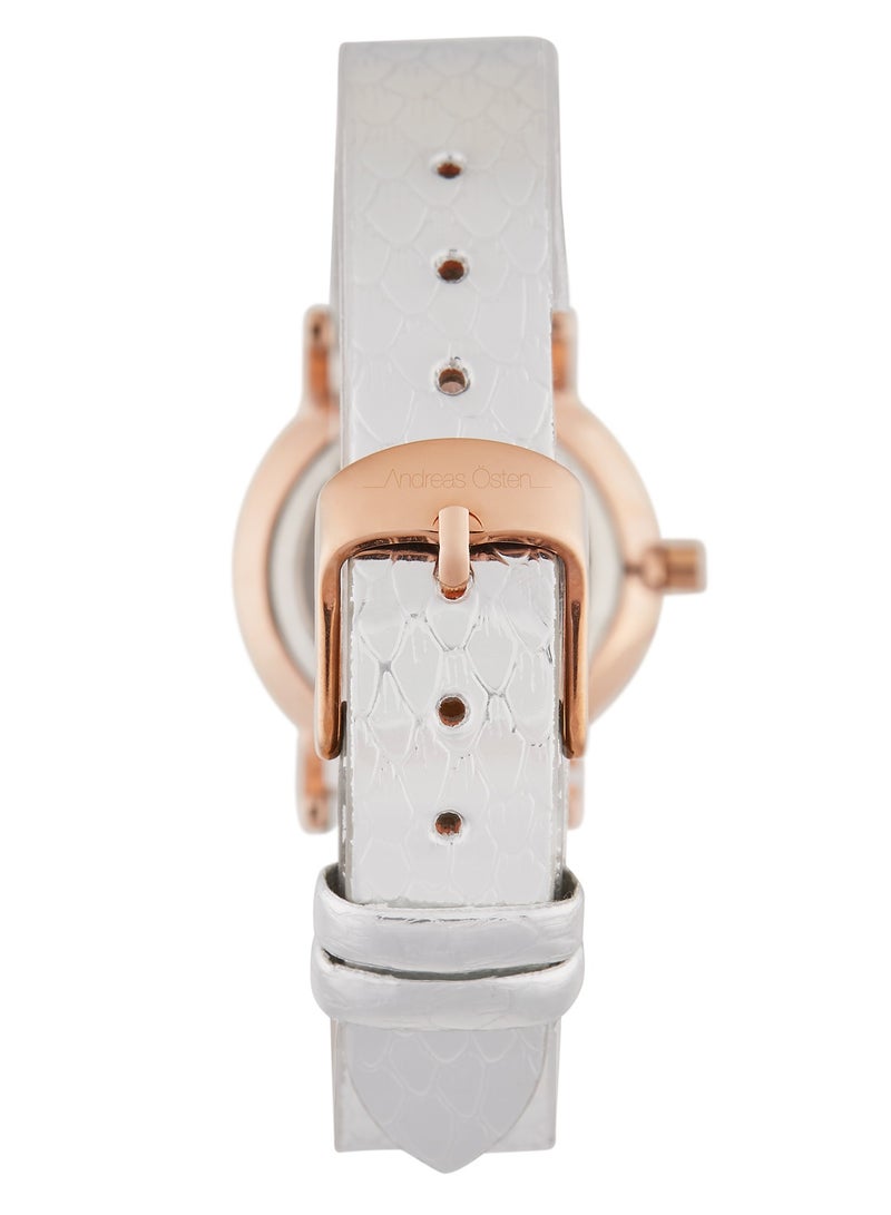 Andreas Osten Andreas Osten Ladies Analog Watch with Metallic Silver Leather Band, AO-230  - Image 2