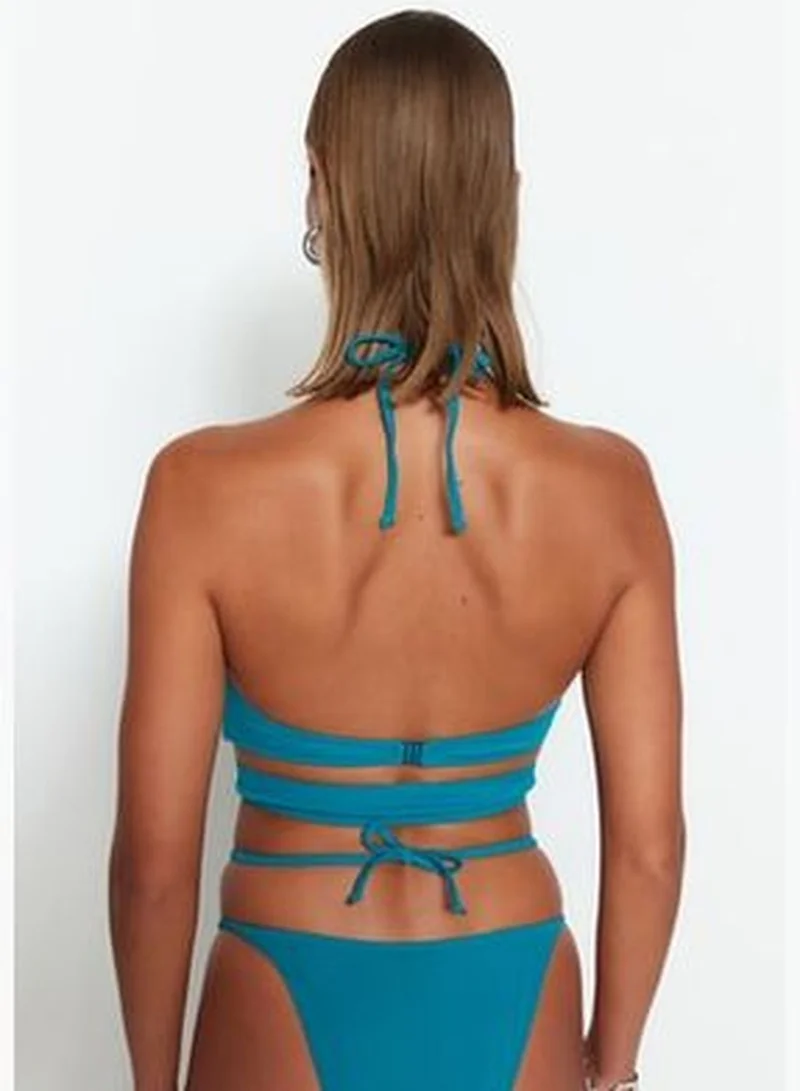 trendyol Petrol Strapless Tunnel Bikini Top TBESS22BU0335