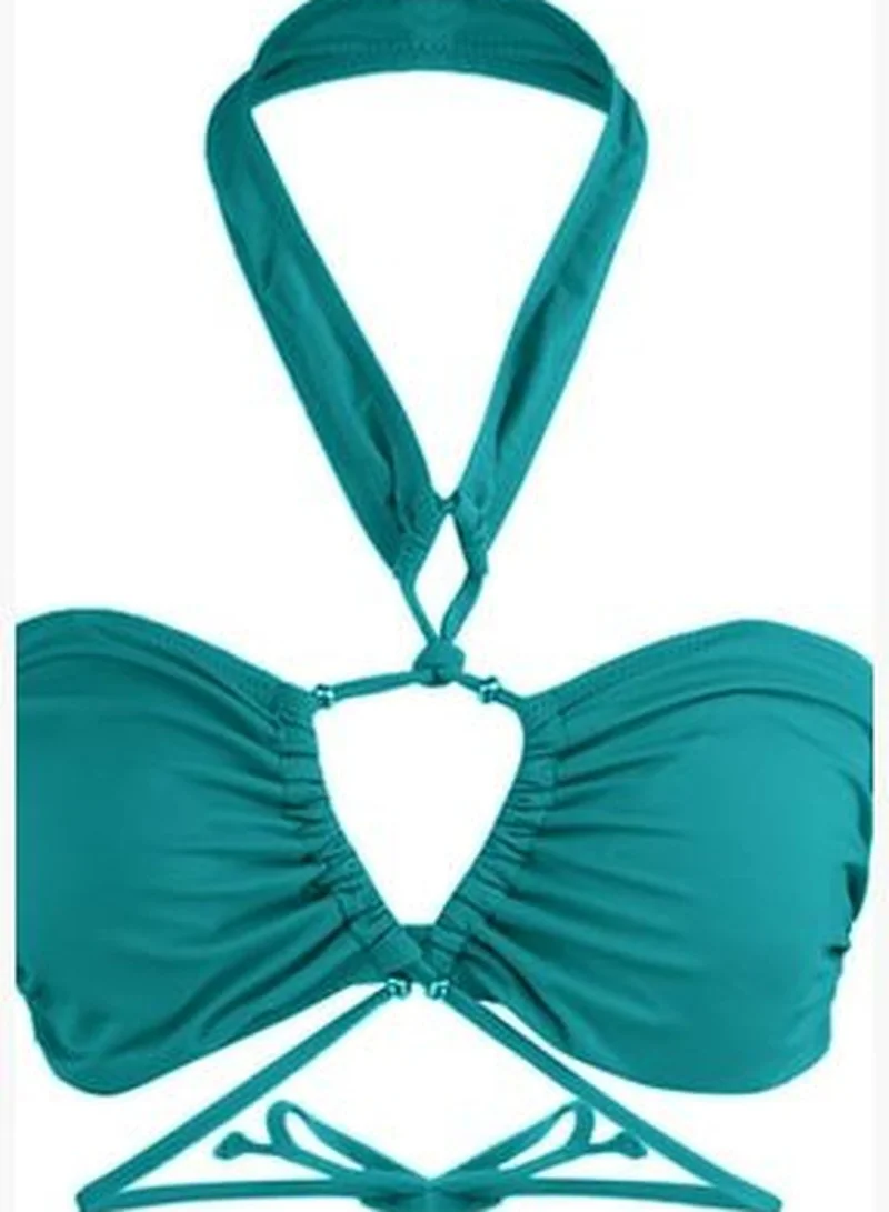 trendyol Petrol Strapless Tunnel Bikini Top TBESS22BU0335