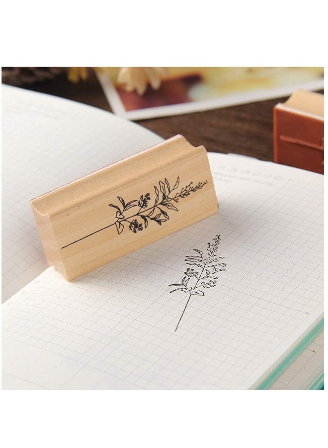 8 Pieces Wood Mounted Rubber Stamps, Plant Flower Vintage Lotus Series Decorative Wood Rubber Seal Stamp for DIY Craft, Letters Diary and Craft Scrapbooking, Gift Wrapping and Cards  - Image 4