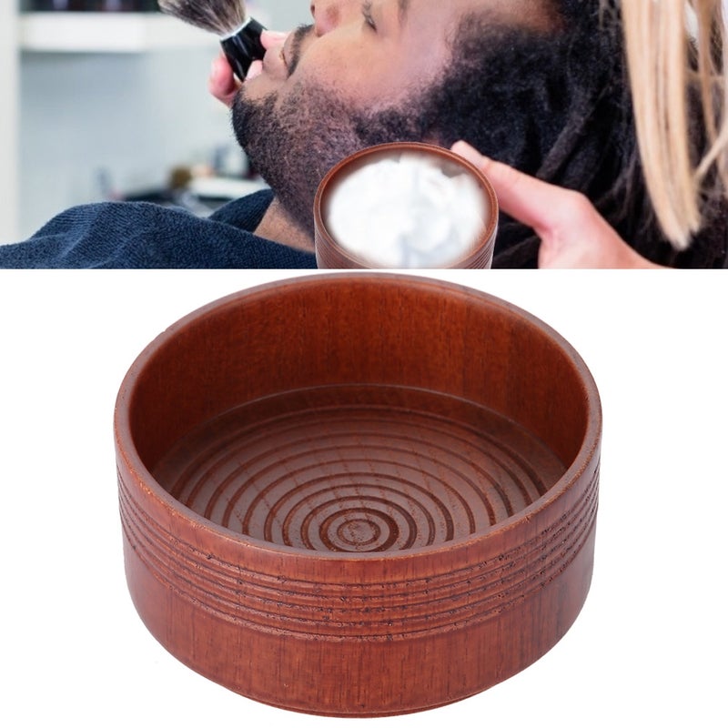 Wooden Shaving Soap Bowl Cup Mug Tool Natural For Man Shaver Razor Cleansing Foam Round - Image 4