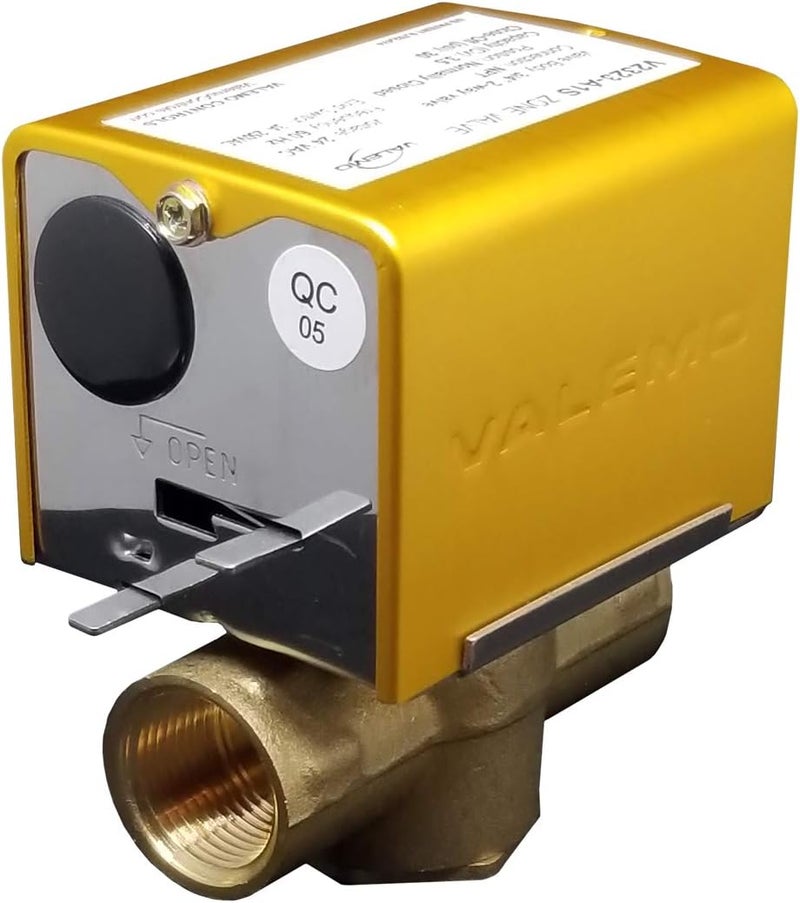 Valemo V2323-A1S Motorized Zone Valve, 2-way, 3/4" Threaded NPT, Normally Closed, 24 VAC with End Switch - Image 1