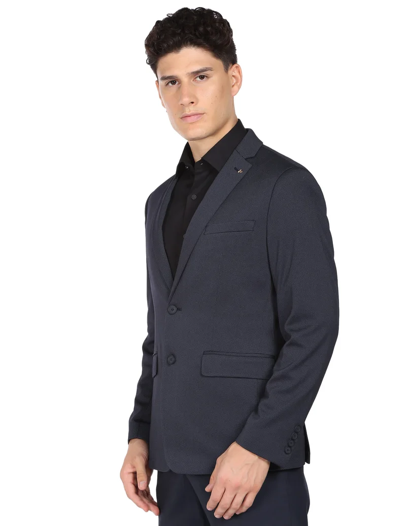 Arrow Navy Notch Lapel Collar Textured Blazer for Men | Best Price UAE