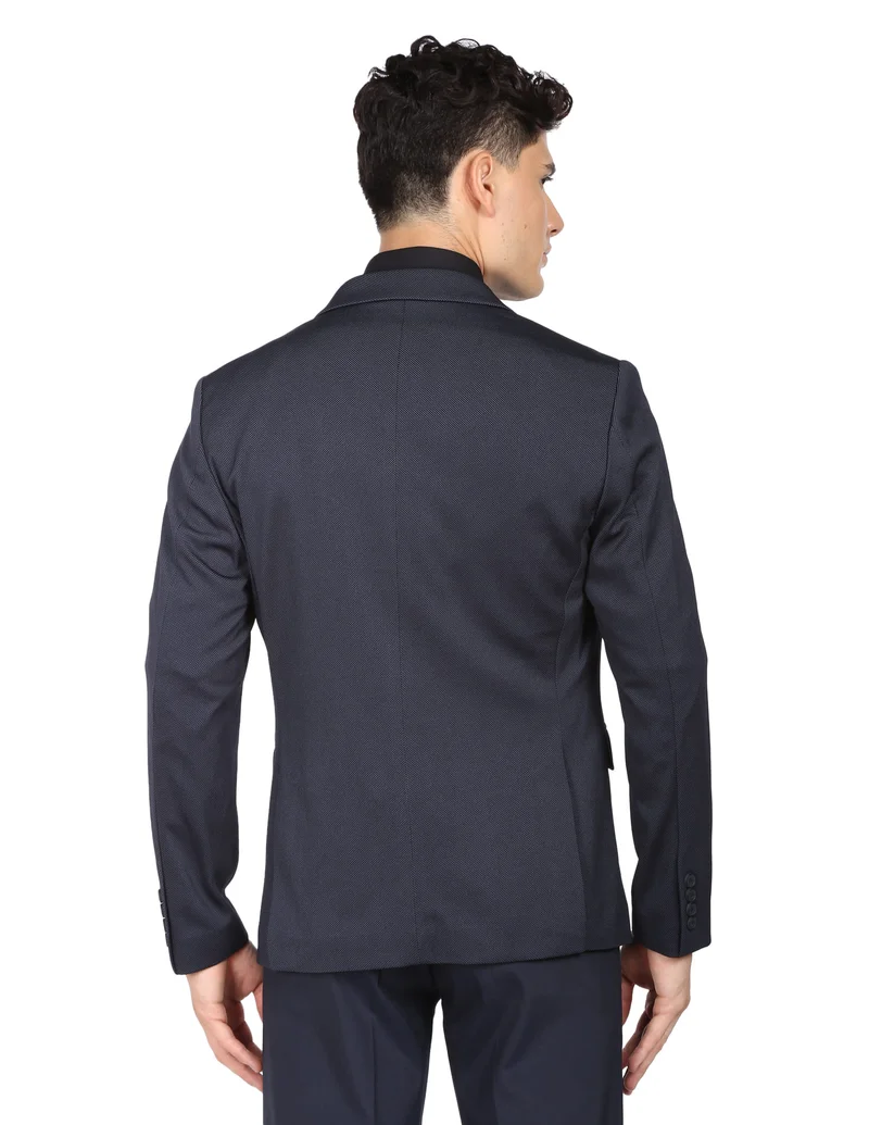 Arrow Navy Notch Lapel Collar Textured Blazer for Men | Best Price UAE