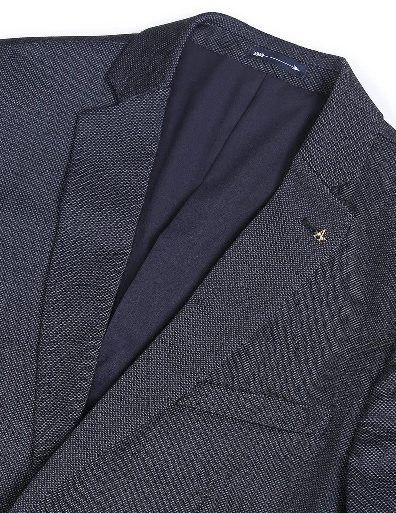 Arrow Notch Lapel Collar Textured Blazer