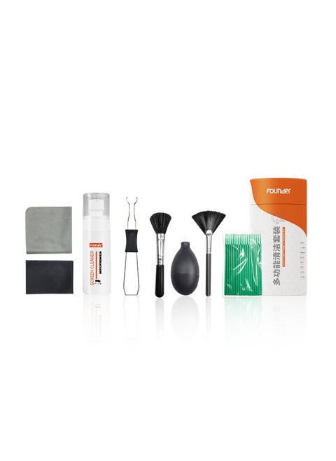 Founder Q5 Keyboard Cleaning Tool Special Brush Mechanical Keyboard Key Puller Headset Camera Scrubbing Dust Removal Brush-Color:Fangzheng 9-in-1 Cleaning Set Q2 Orange