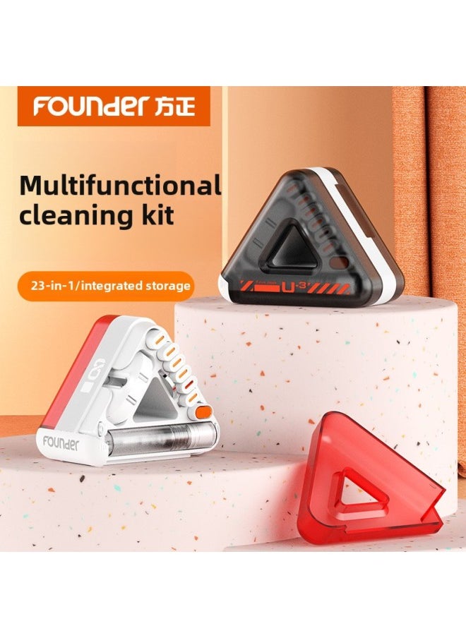 Generic - Founder Q5 Keyboard Cleaning Tool Special Brush Mechanical Keyboard Key Puller Headset Camera Scrubbing Dust Removal Brush-Color:Fangzheng 9-in-1 Cleaning Set Q2 Orange - Image 1