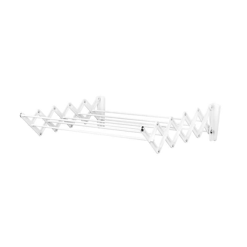 Polder Folding WallMount 24Inch Accordion Drying Rack Opens to 18 inches and Folds Closed to 5 25 inches White