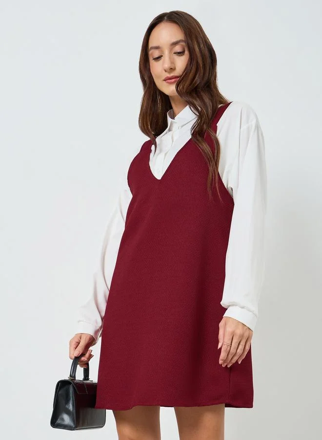 Take Two Women Burgundy Sleeveless A-Line Mini Dress