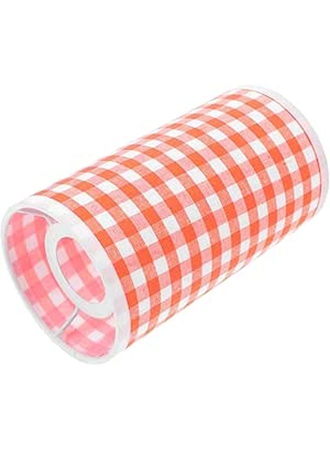 Orange Plaid Modern Cloth Lampshade Replacement for Table Wall and Floor Lamps Iron Frame Easy to Clean Home Office Decor - Image 1