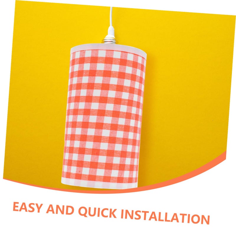 Orange Plaid Modern Cloth Lampshade Replacement for Table Wall and Floor Lamps Iron Frame Easy to Clean Home Office Decor - Image 4