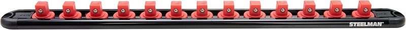 Steelman Socket Holder Organizer, 3/8-inch Drive, 13 Spring-Loaded Posts, Magnetic Storage Rail - Image 2