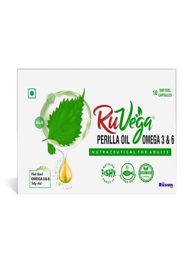 Rusan RuVega Plant-Based Omega 3 & 6 Softgel 10 Capsules | Herbal Perilla Oil with ALA | Fish-Free Softgel Nutraceutical for Adults | Vegan Supplements | Supports Heart, Brain, Joint & Skin Health - Image 1