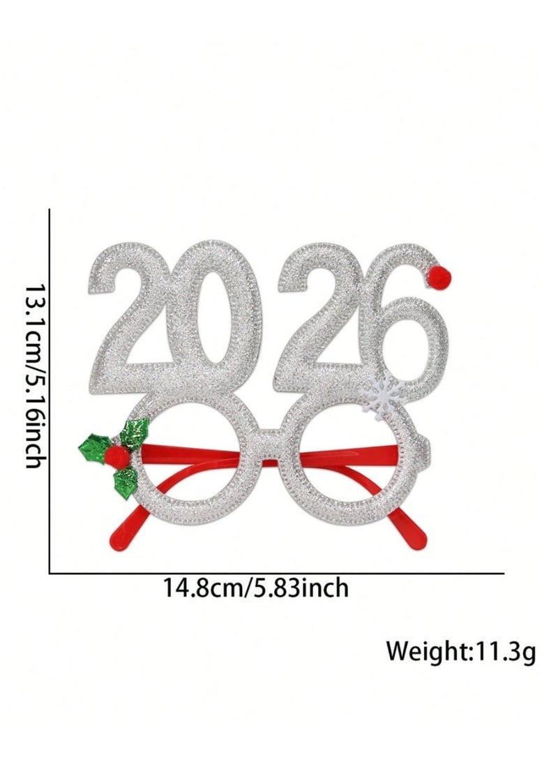زينه العام الجديد نظارات احتفالات باللون الفضي – مناسبة للحفلات والتصوير وإضافة لمسة مرحة لمظهر الاحتفال - زينه حفلات رأس السنة 2026 - Image 3