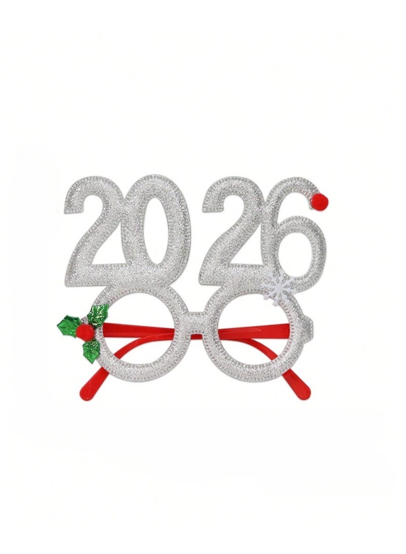 زينه العام الجديد نظارات احتفالات باللون الفضي – مناسبة للحفلات والتصوير وإضافة لمسة مرحة لمظهر الاحتفال - زينه حفلات رأس السنة 2026 - Image 2