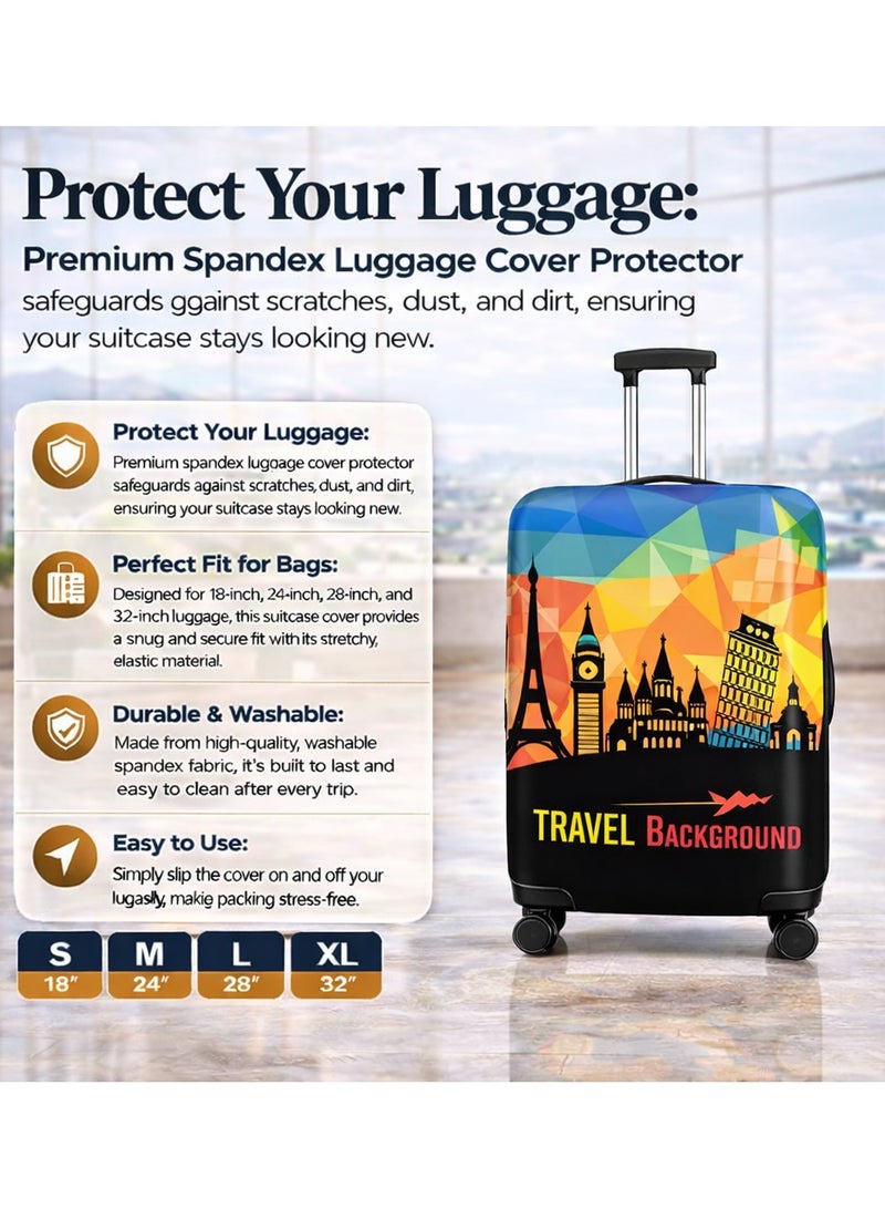 Maanys Luggage Cover Protector, Spandex Suitcase Cover | Washable, Anti-Scratch Travel Gear for 18-32 Inch Bags (Traveller, M(22-24)) - Image 4