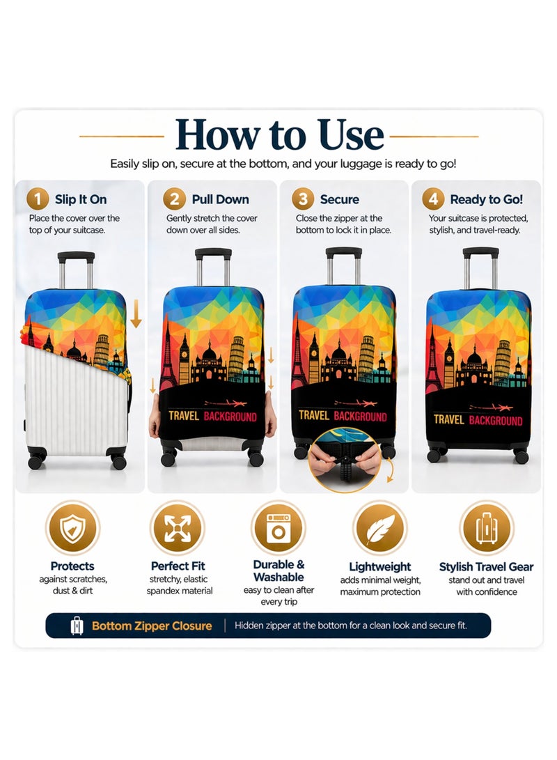 Maanys Luggage Cover Protector, Spandex Suitcase Cover | Washable, Anti-Scratch Travel Gear for 18-32 Inch Bags (Traveller, M(22-24)) - Image 5
