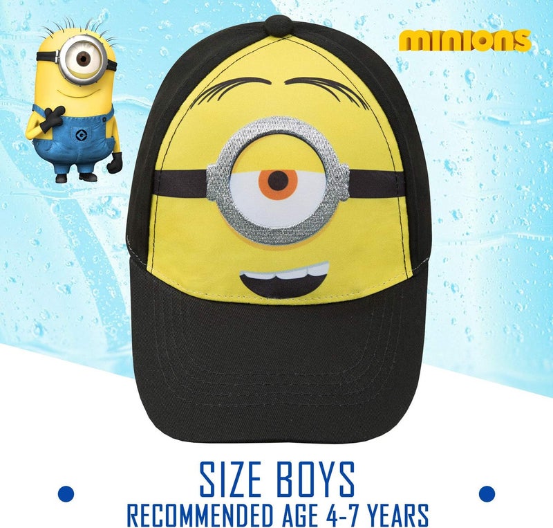 Minions قبعة بيسبول للأولاد - للأعمار من 4 إلى 7 سنوات باللونين الأسود والأصفر - Image 4