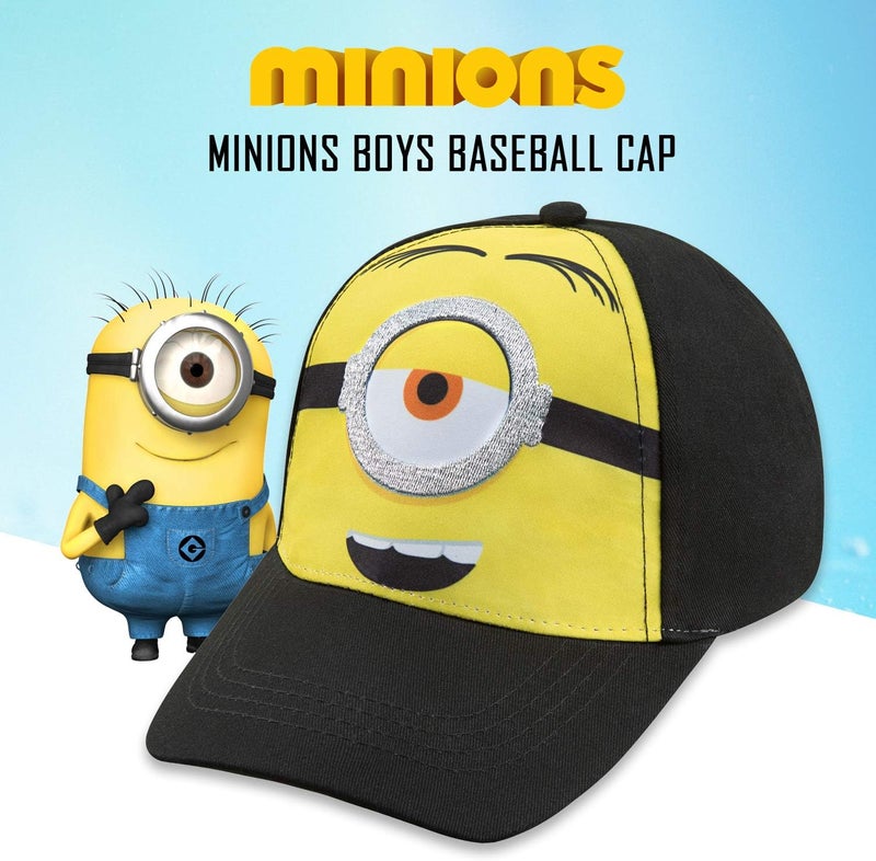 Minions قبعة بيسبول للأولاد - للأعمار من 4 إلى 7 سنوات باللونين الأسود والأصفر - Image 2
