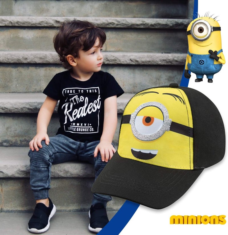 Minions قبعة بيسبول للأولاد - للأعمار من 4 إلى 7 سنوات باللونين الأسود والأصفر - Image 3