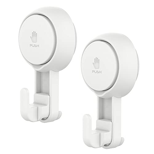 Nyarra Vacuum Suction Hooks,Wall Clips For Hanging Towel,Clothes,Kitchen Utensils,Drill-Free Installation,Removable & Reusable Wall Mounted Bathroom Hanger,Pack Of_2 (Thin Hooks [Nr-0554]) - Abs,White - Image 1