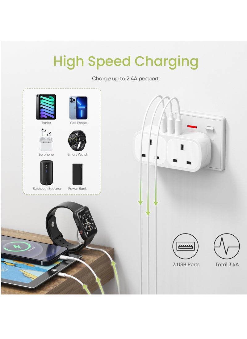 لينسينت وصلة توصيل USB LENCENT مع 3 منافذ USB  - Image 4