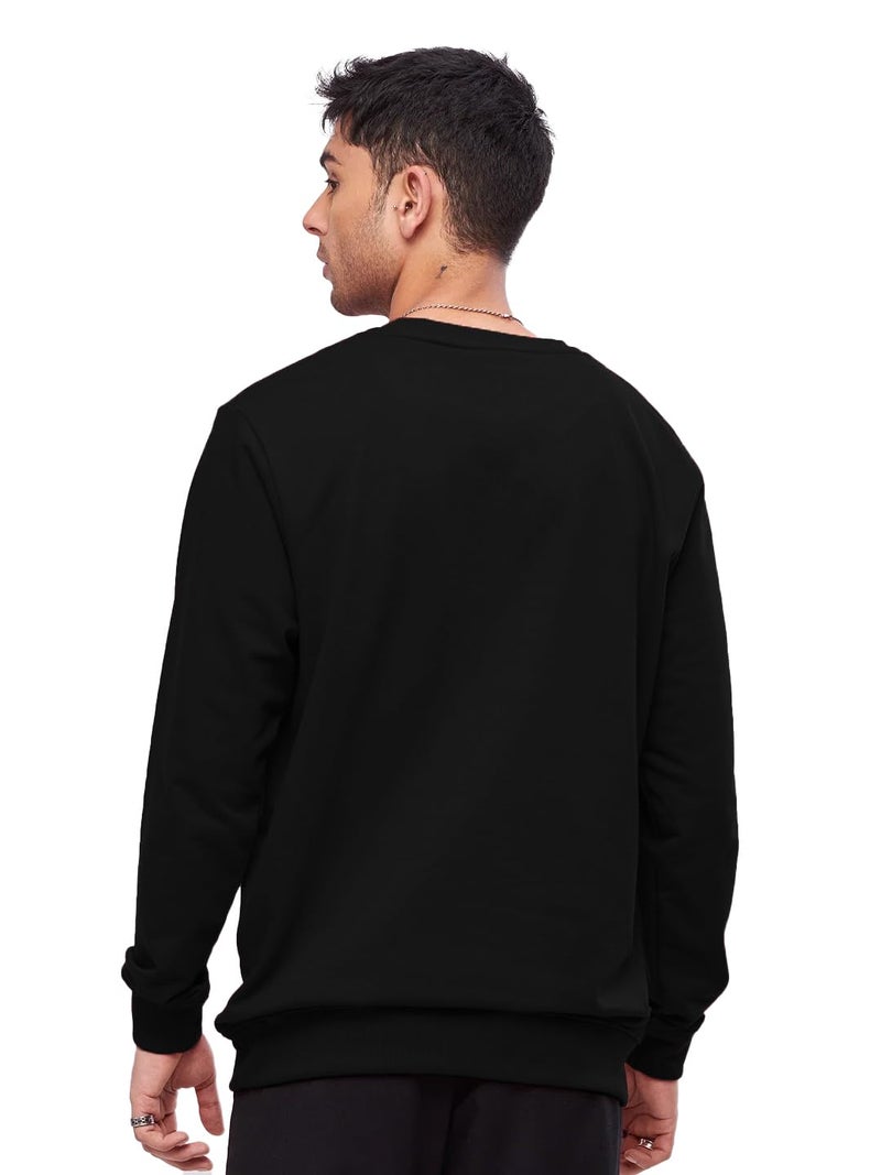 LEOTUDE Men's Regular Fit Loopknit Round Neck Full Sleeve Sweatshirt (SP-4IZMFC5PI6NI24CJ_Black_XL) - Image 4
