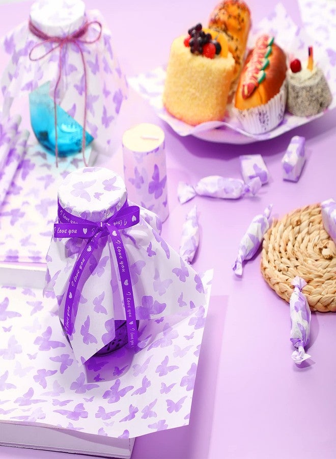 Epakh 150 Pcs Wax Paper Sheets 7.8 x 9.8 Inche for Food Butterfly Deli Baking Wrapping Wax Paper Sheets Greaseproof Picnic Wrap Tissue for Hamburger Basket Sandwich Holiday Birthday Party Dessert(Purple) - Image 3