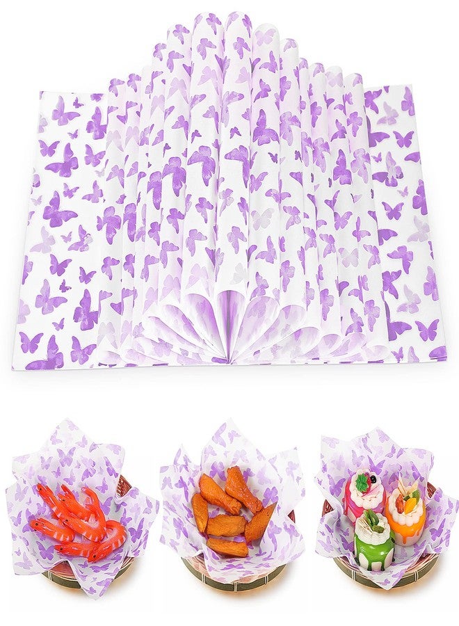 Epakh 150 Pcs Wax Paper Sheets 7.8 x 9.8 Inche for Food Butterfly Deli Baking Wrapping Wax Paper Sheets Greaseproof Picnic Wrap Tissue for Hamburger Basket Sandwich Holiday Birthday Party Dessert(Purple) - Image 1