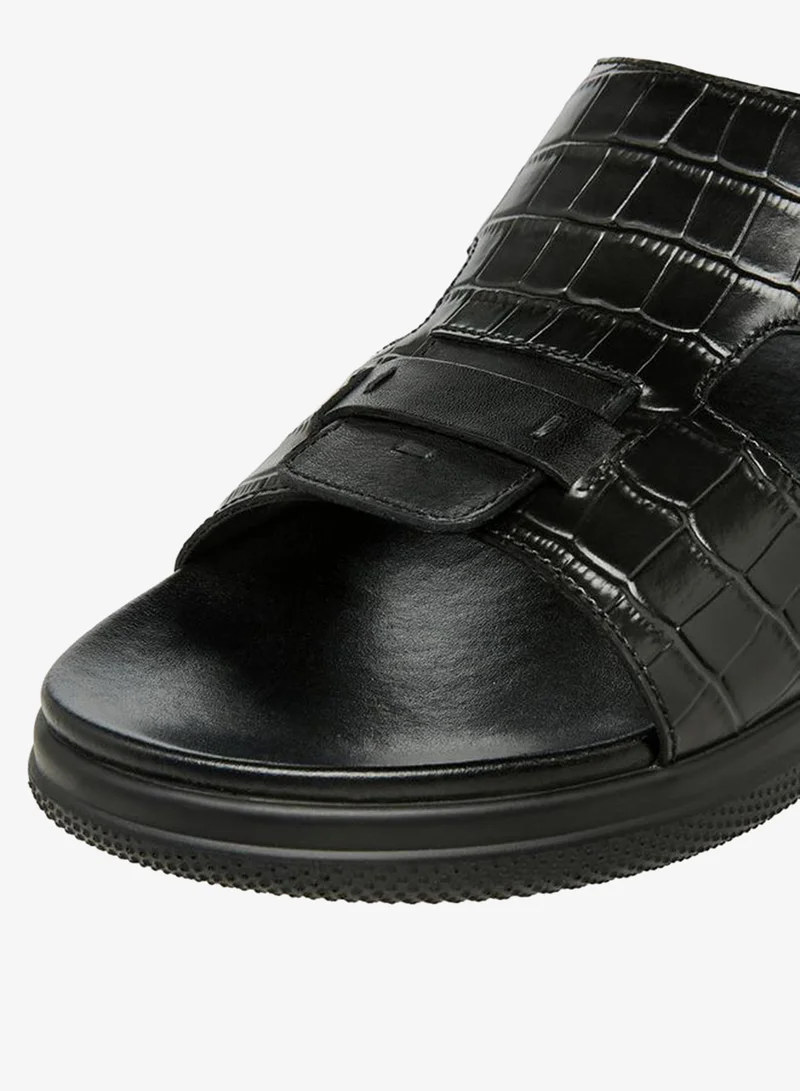 DUCHINI BLACK Men Leather Comfort Sandals for Men | Best Price UAE