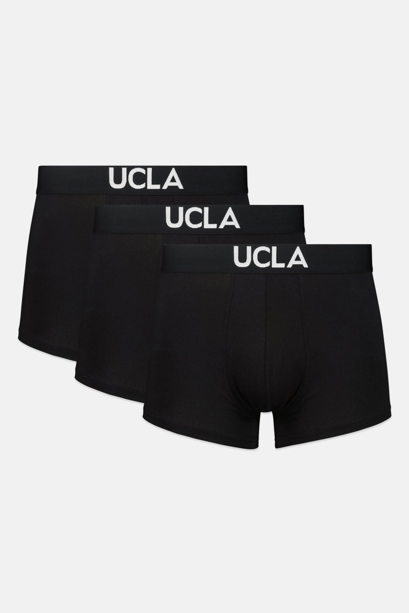 UCLA Men Brand Logo 3 Pack Boxer Trunks, Black - Image 1