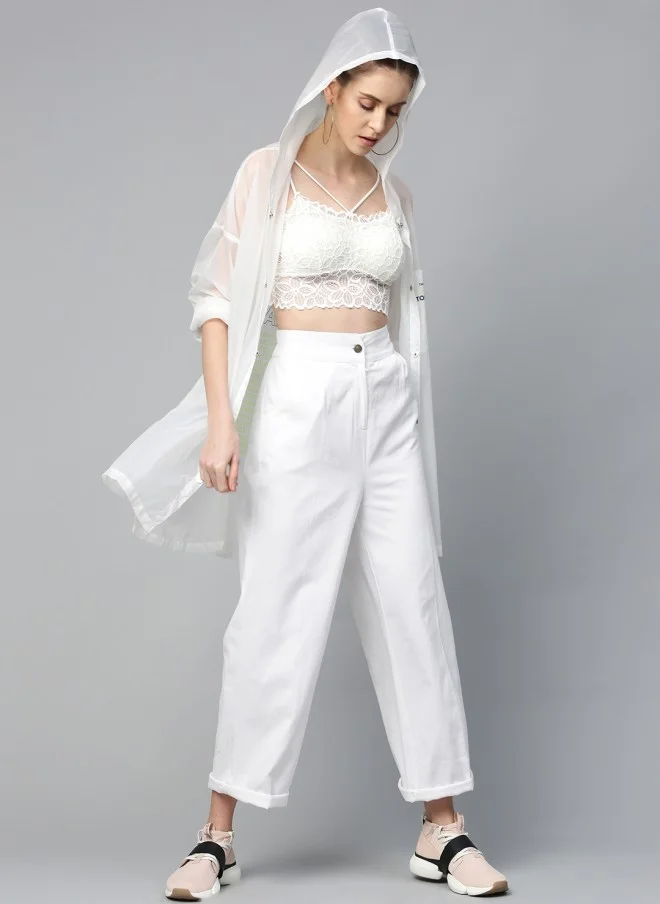 SASSAFRAS White Twill Parallel Trousers for Women
