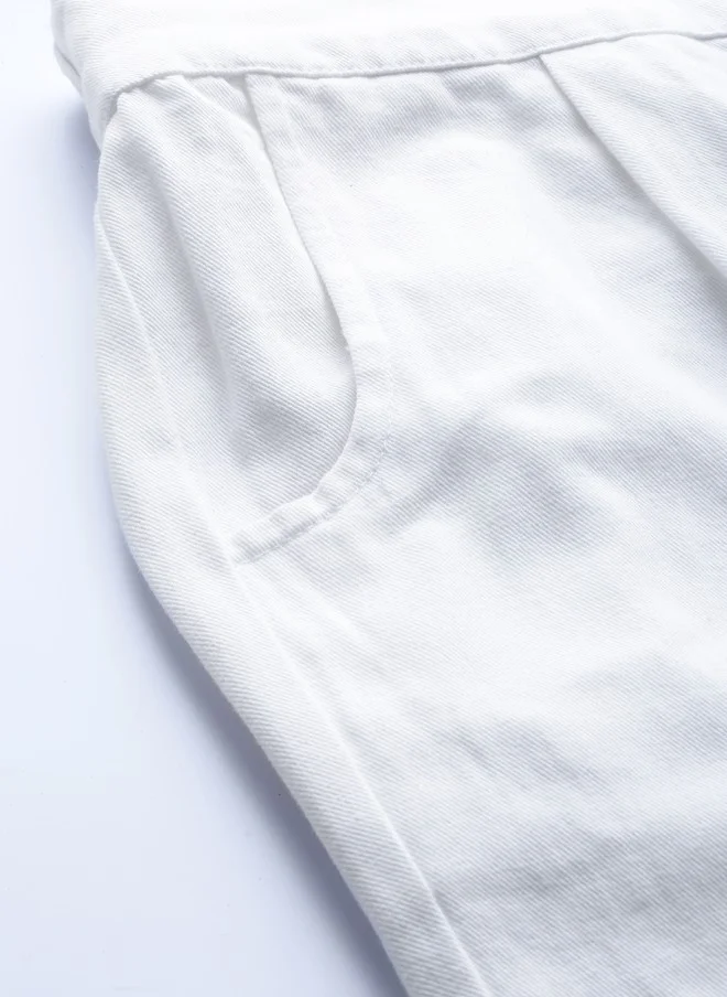 SASSAFRAS White Twill Parallel Trousers for Women