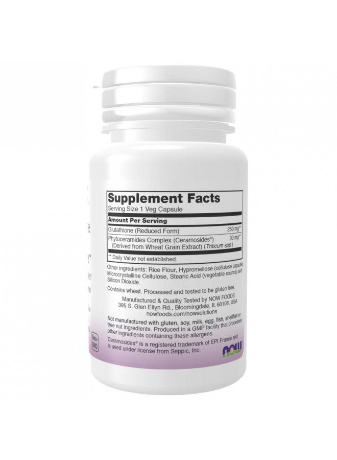 now NOW Solutions, Glutathione Skin Brightener with Ceramosides®, Moisturizing and Illuminating, 30 Veg Capsules - Image 2